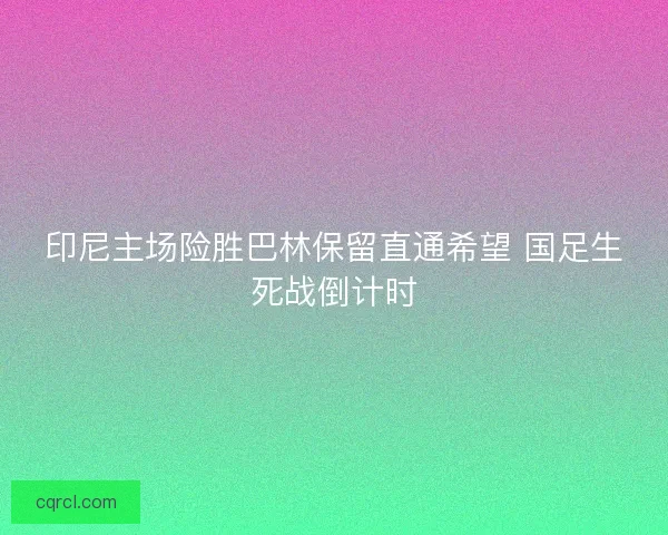 印尼主场险胜巴林保留直通希望 国足生死战倒计时